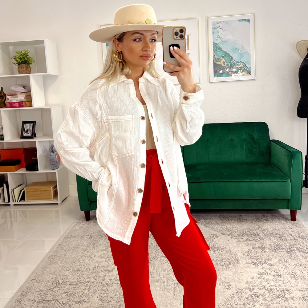 Miami O’Clock Summer Drop Gauze White Cotton Shirt
